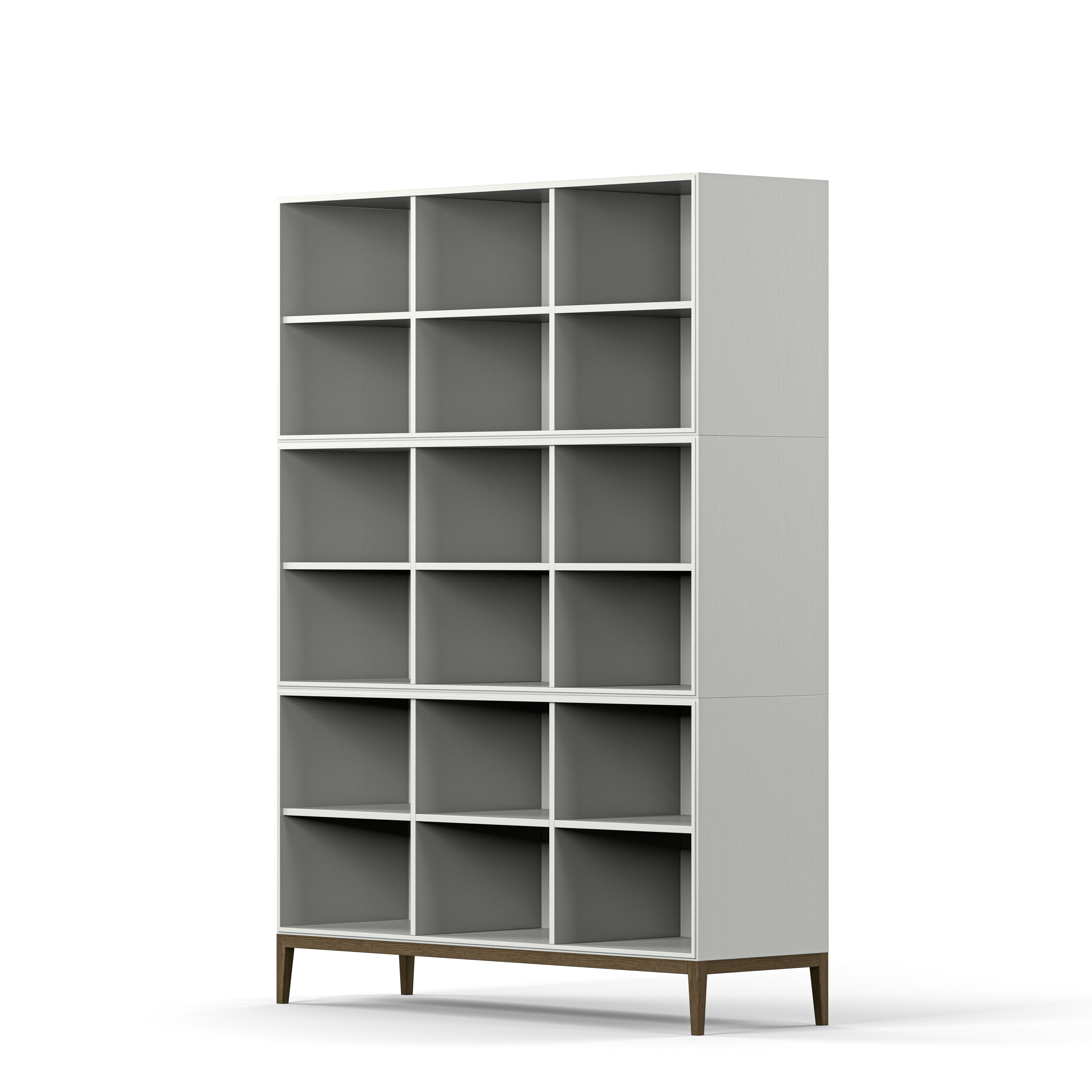 Englesson Bokhyllor Edge 2.0 Bokhylla 3 Hyllor, 3-Sektion #Variant_White & Burned Walnut