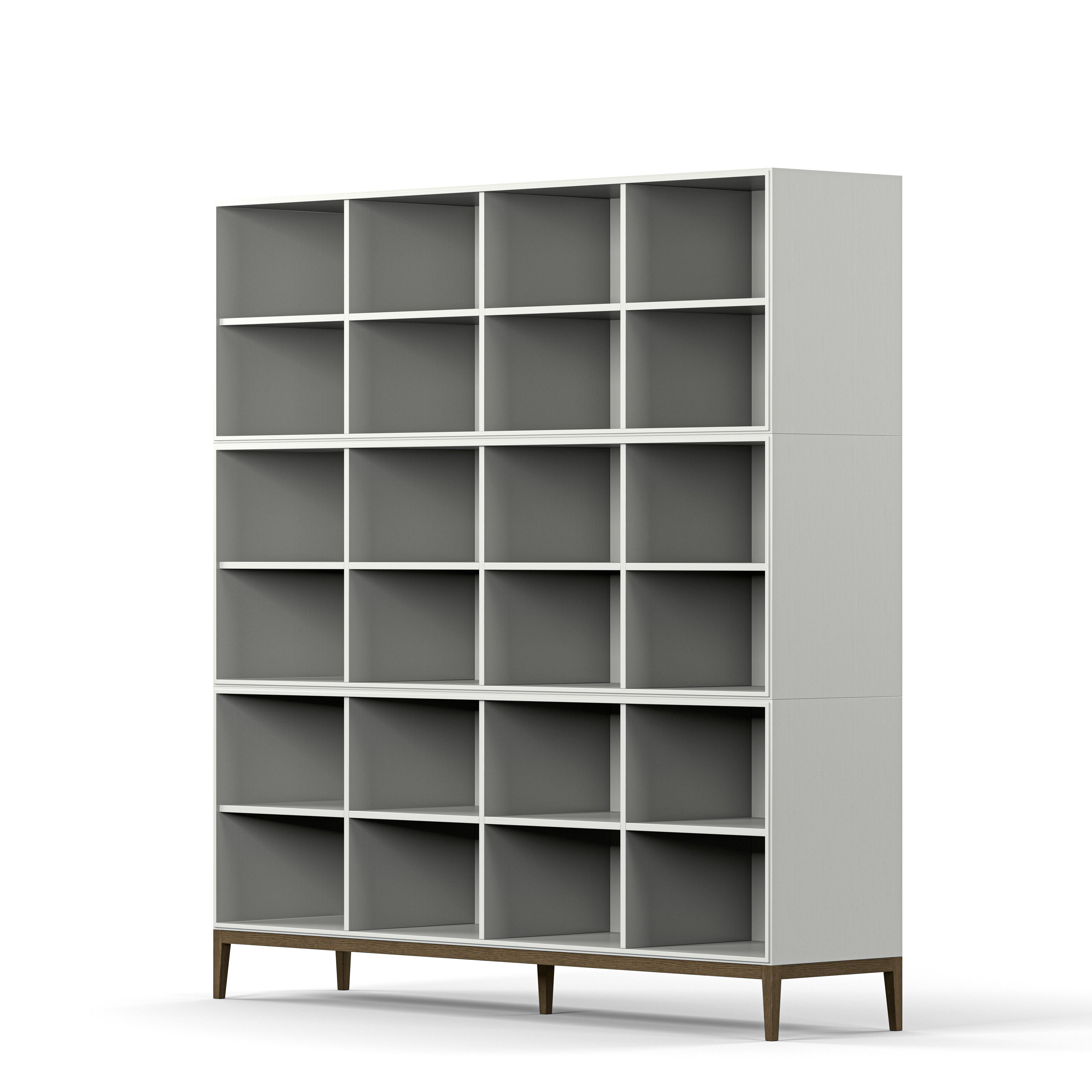 Englesson Bokhyllor Edge 2.0 Bokhylla 4 Hyllor, 3-Sektion #Variant_White & Burned Walnut