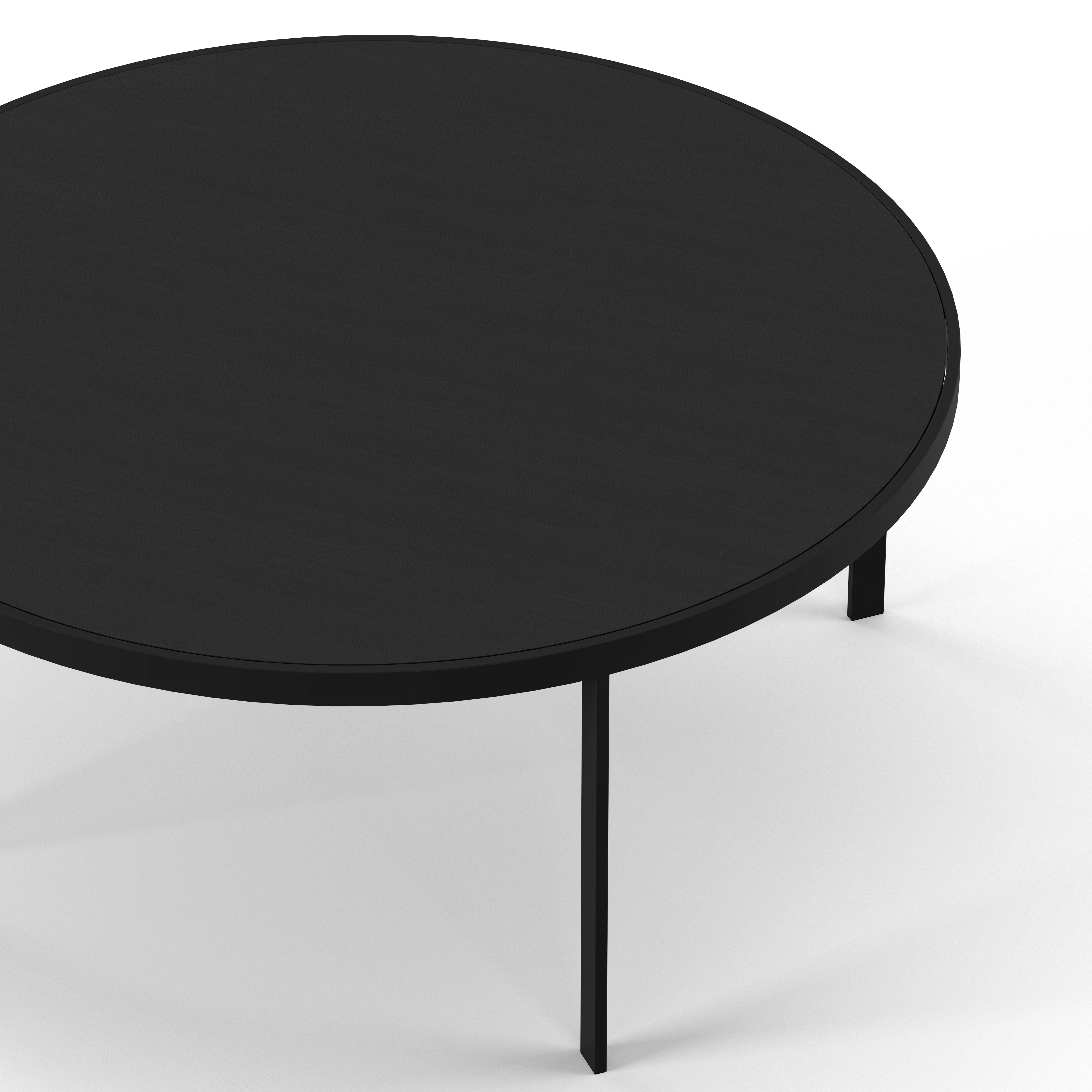 Englesson Bord Square Soffbord Runt Ø93 #Variant_Svart Metall & Black Oak