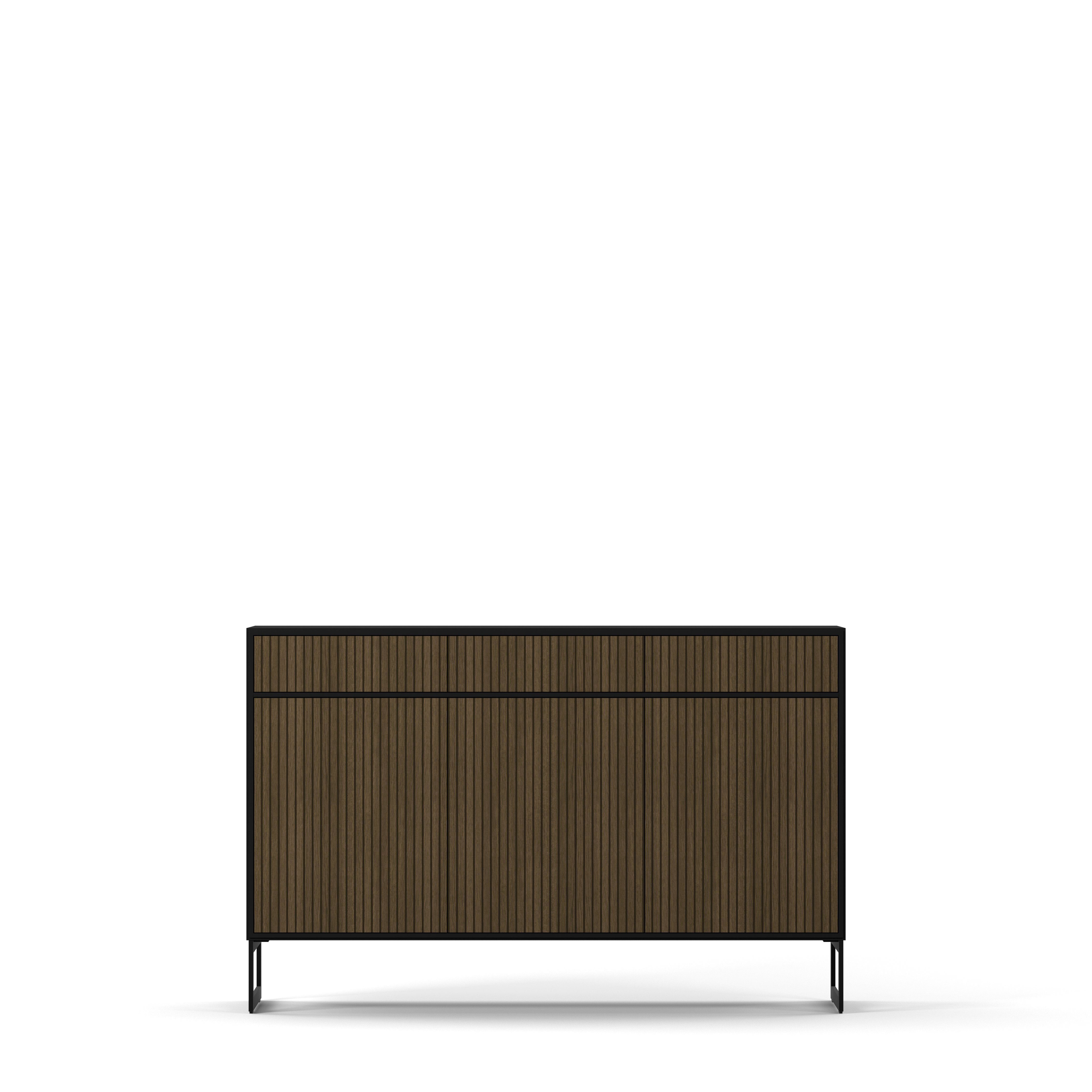 Line Burned Walnut Sideboard 3 Doors High