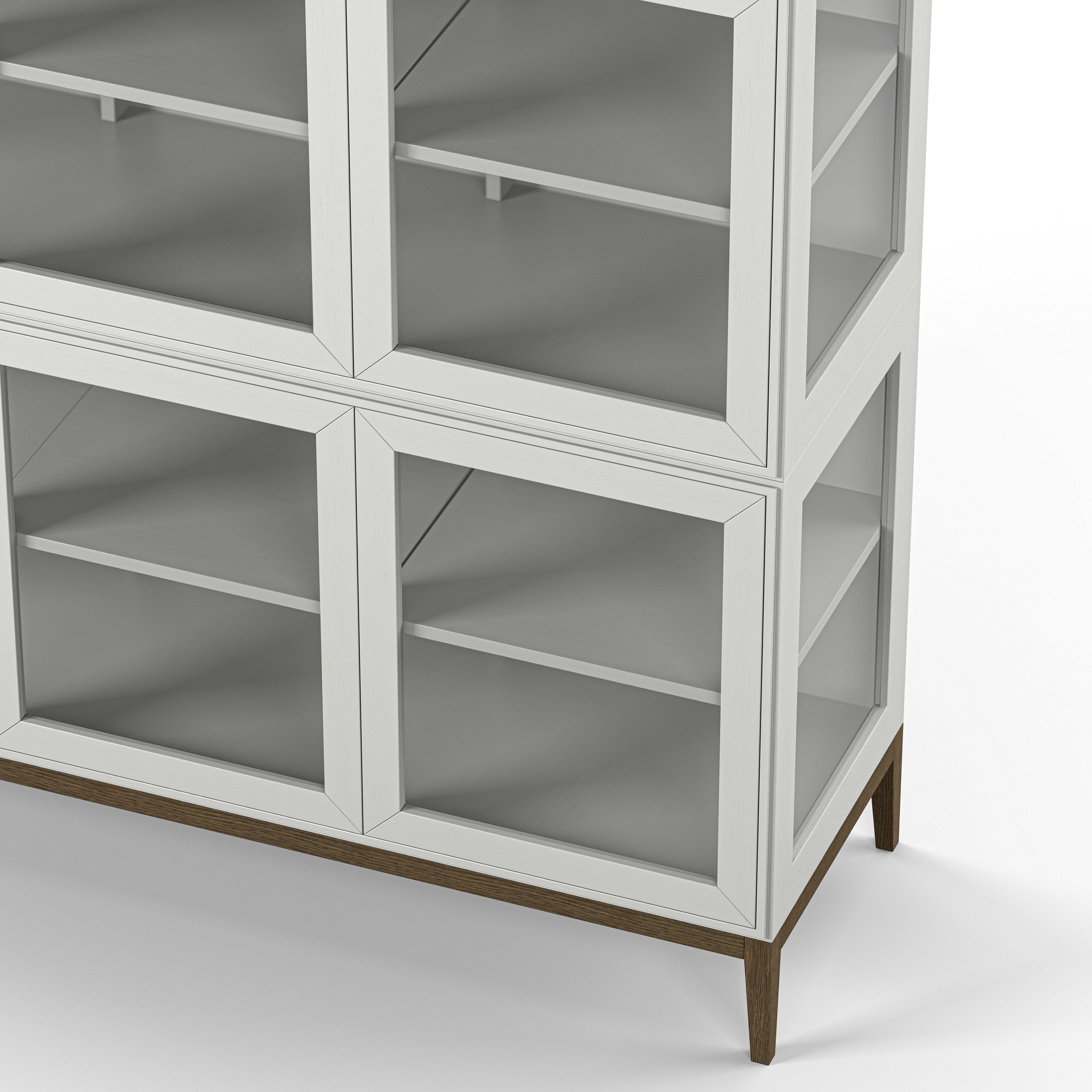 Englesson Skåp Edge 2.0 Vitrinskåp 3 Dörrar, 2-Sektion #Variant_White & Burned Walnut