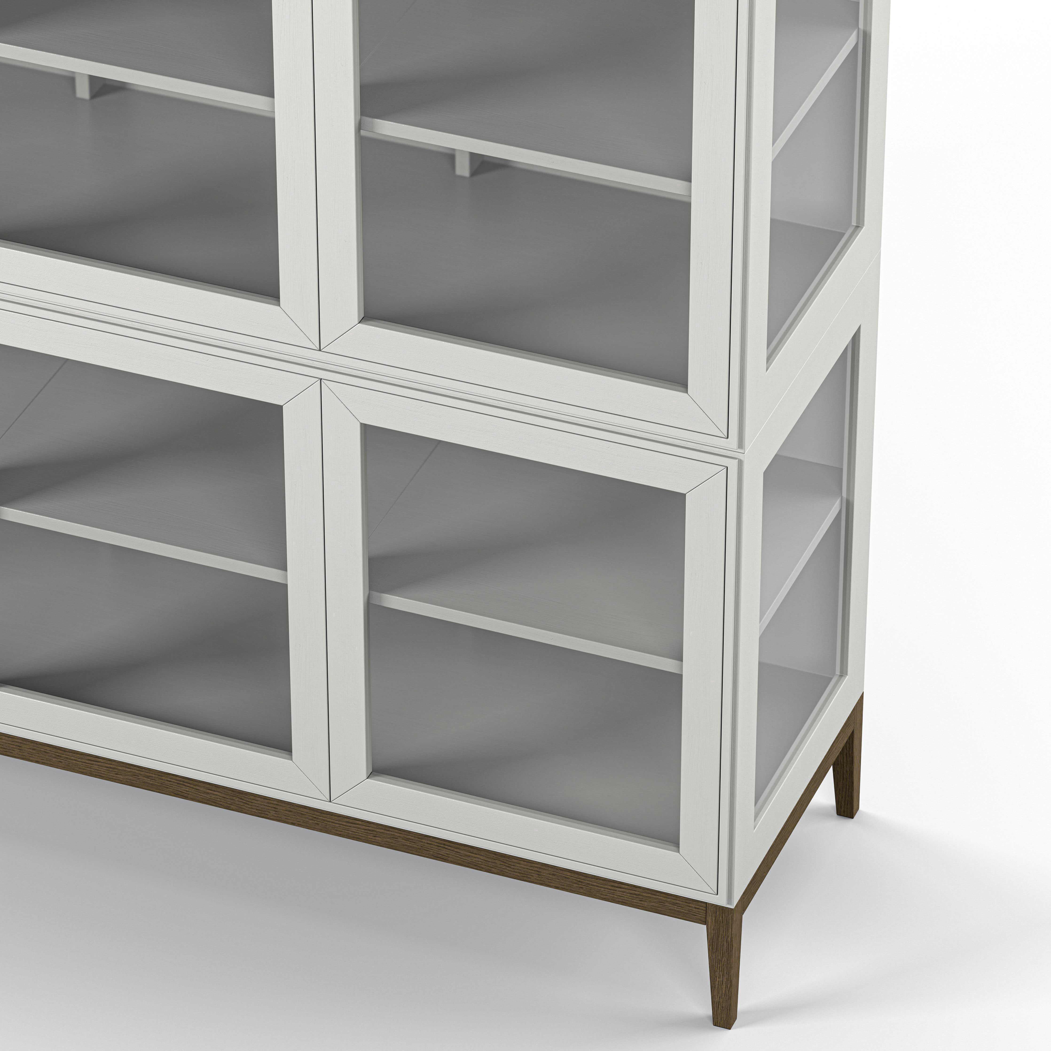 Englesson Skåp Edge 2.0 Vitrinskåp 3 Dörrar, 3-Sektion #Variant_White & Burned Walnut