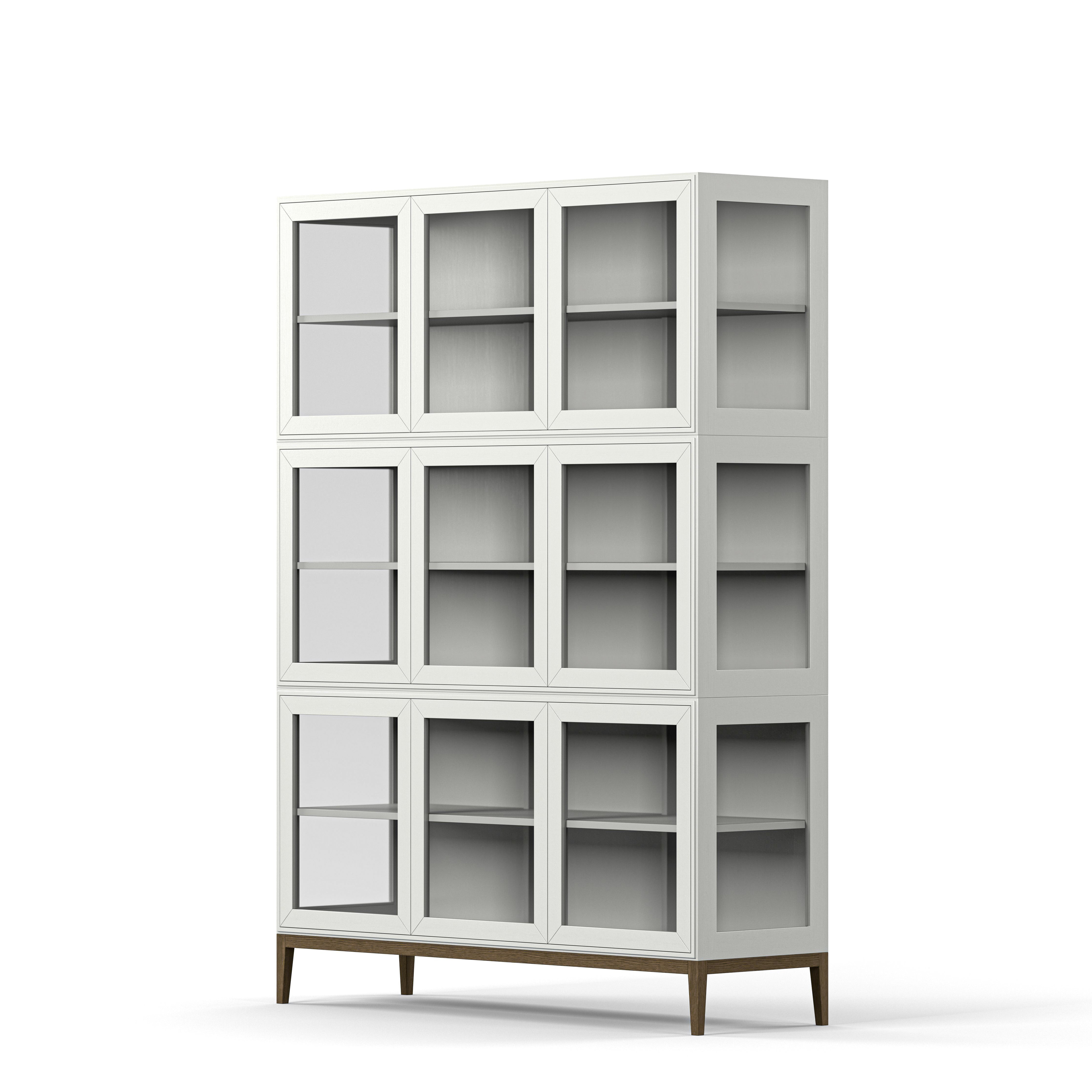 Englesson Skåp Edge 2.0 Vitrinskåp 3 Dörrar, 3-Sektion #Variant_White & Burned Walnut