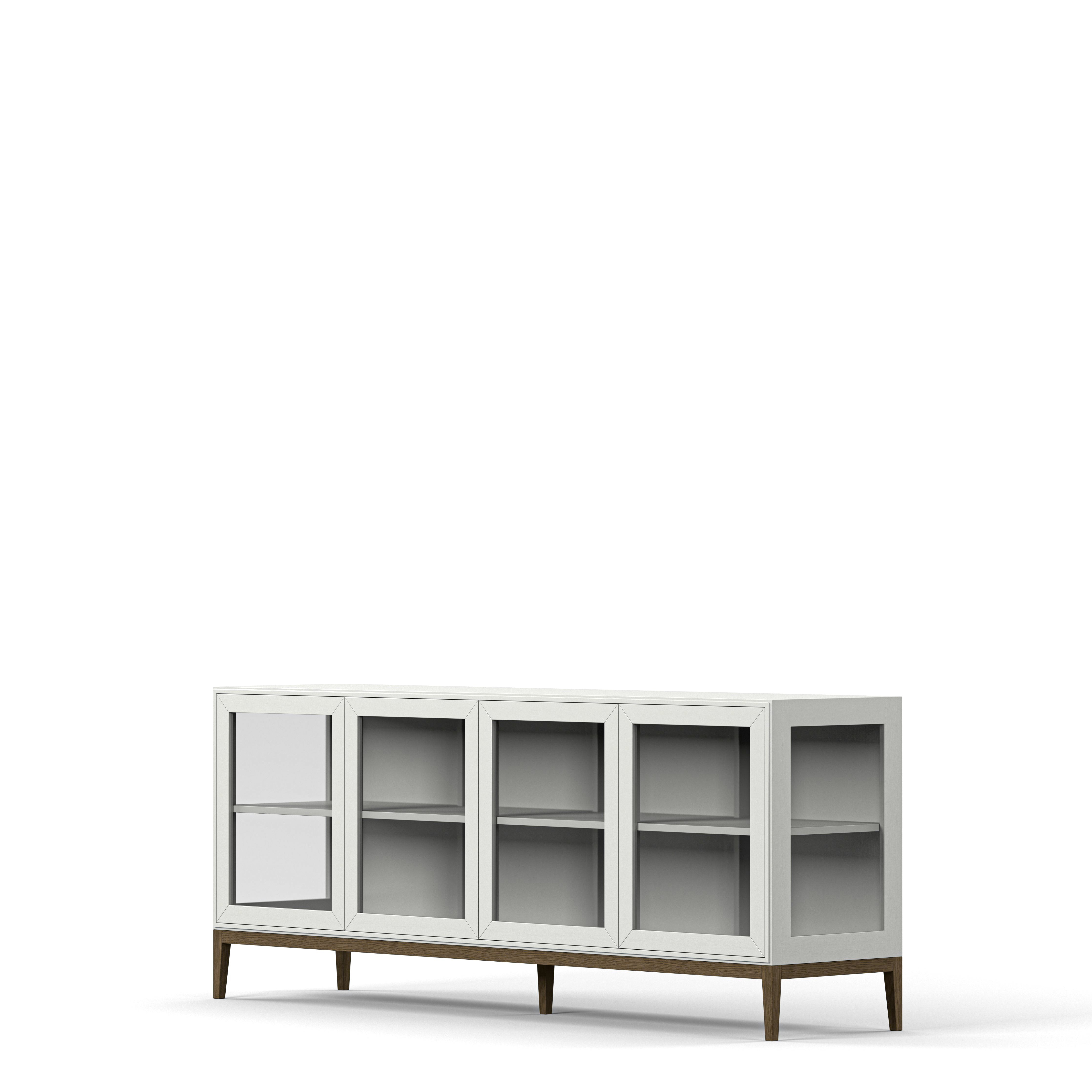 Englesson Skåp Edge 2.0 Vitrinskåp 4 Dörrar, 1-Sektion #Variant_White & Burned Walnut