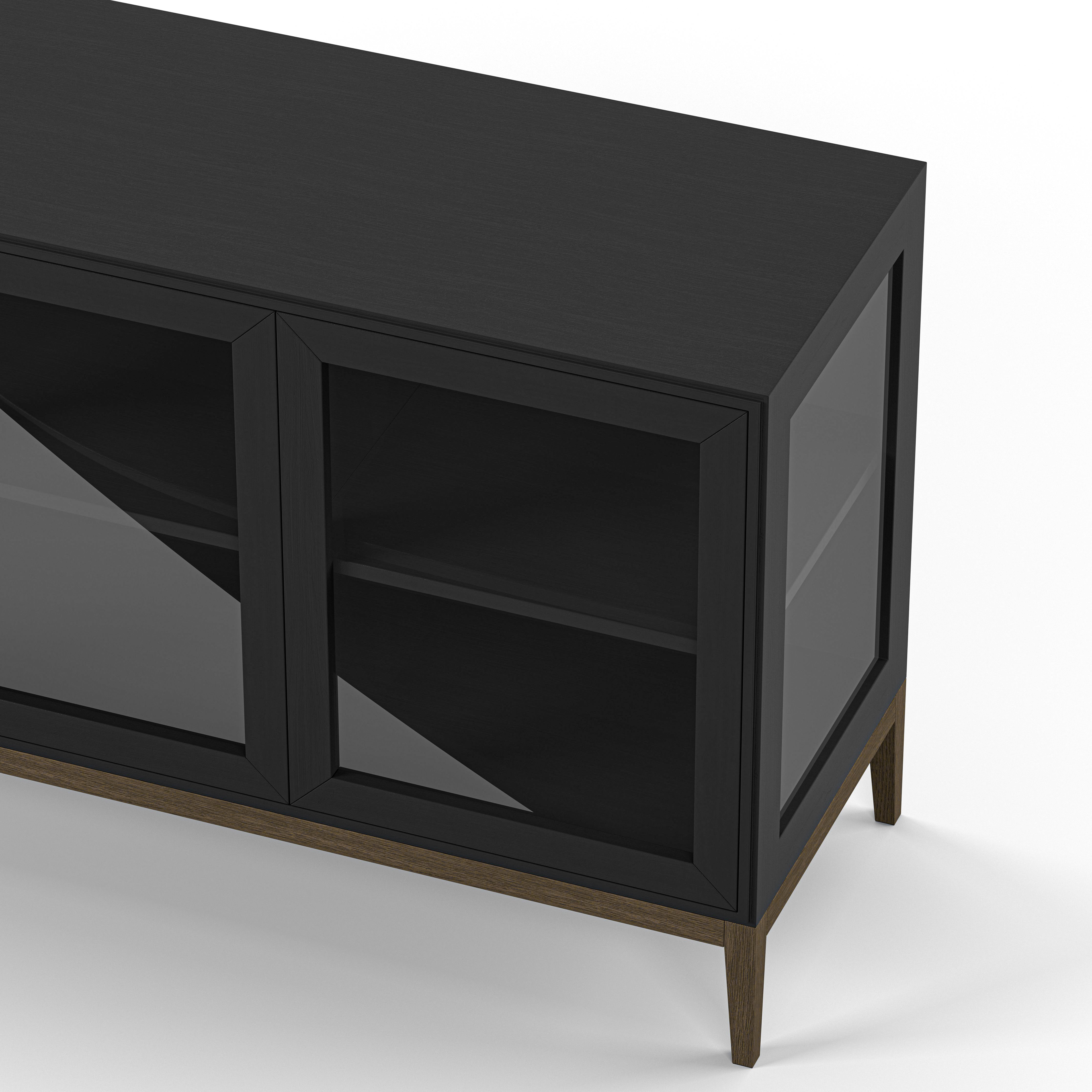 Englesson Skåp Edge 2.0 Vitrinskåp 4 Dörrar, 1-Sektion #Variant_Black Brushed & Burned Walnut