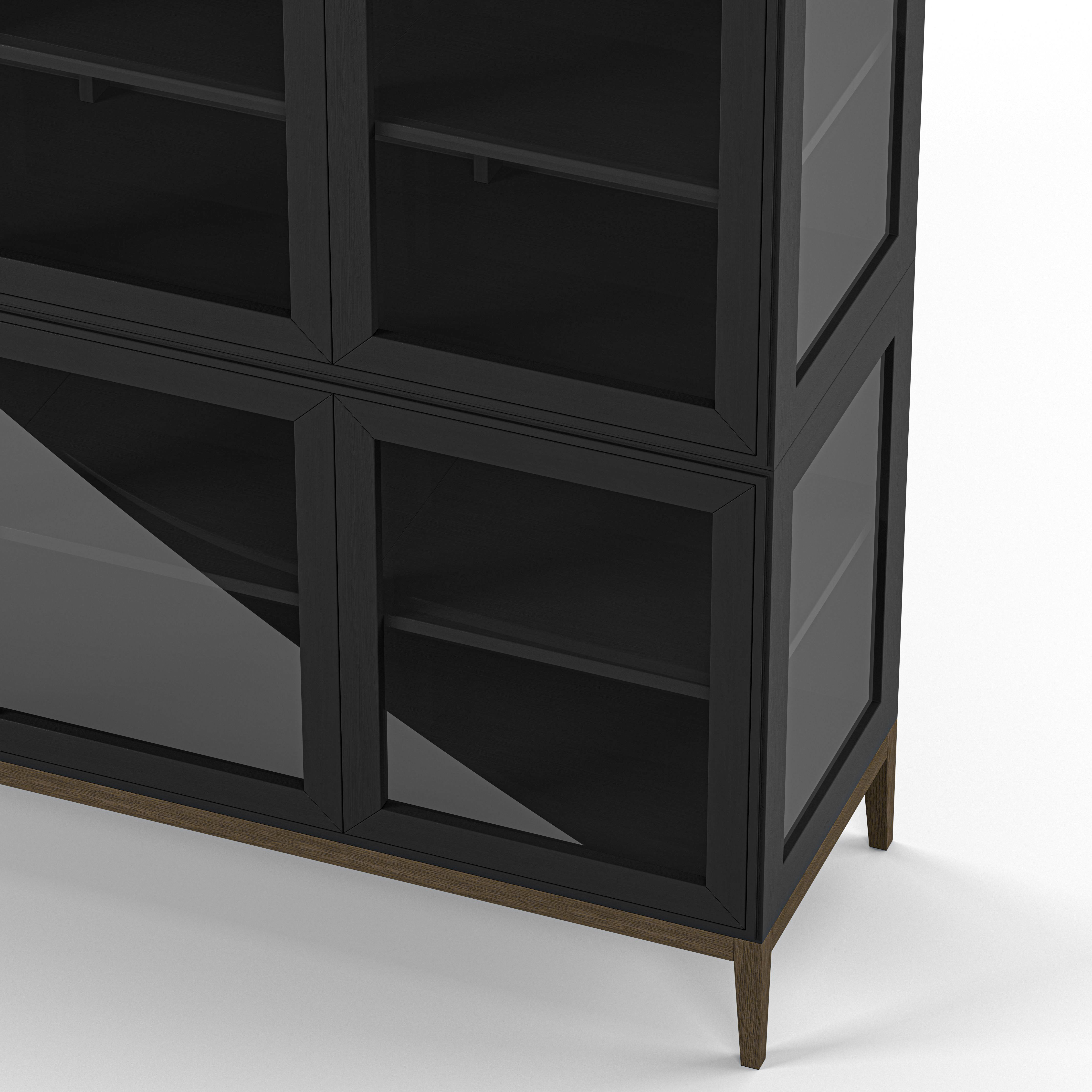 Englesson Skåp Edge 2.0 Vitrinskåp 4 Dörrar, 2-Sektion #Variant_Black Brushed & Burned Walnut