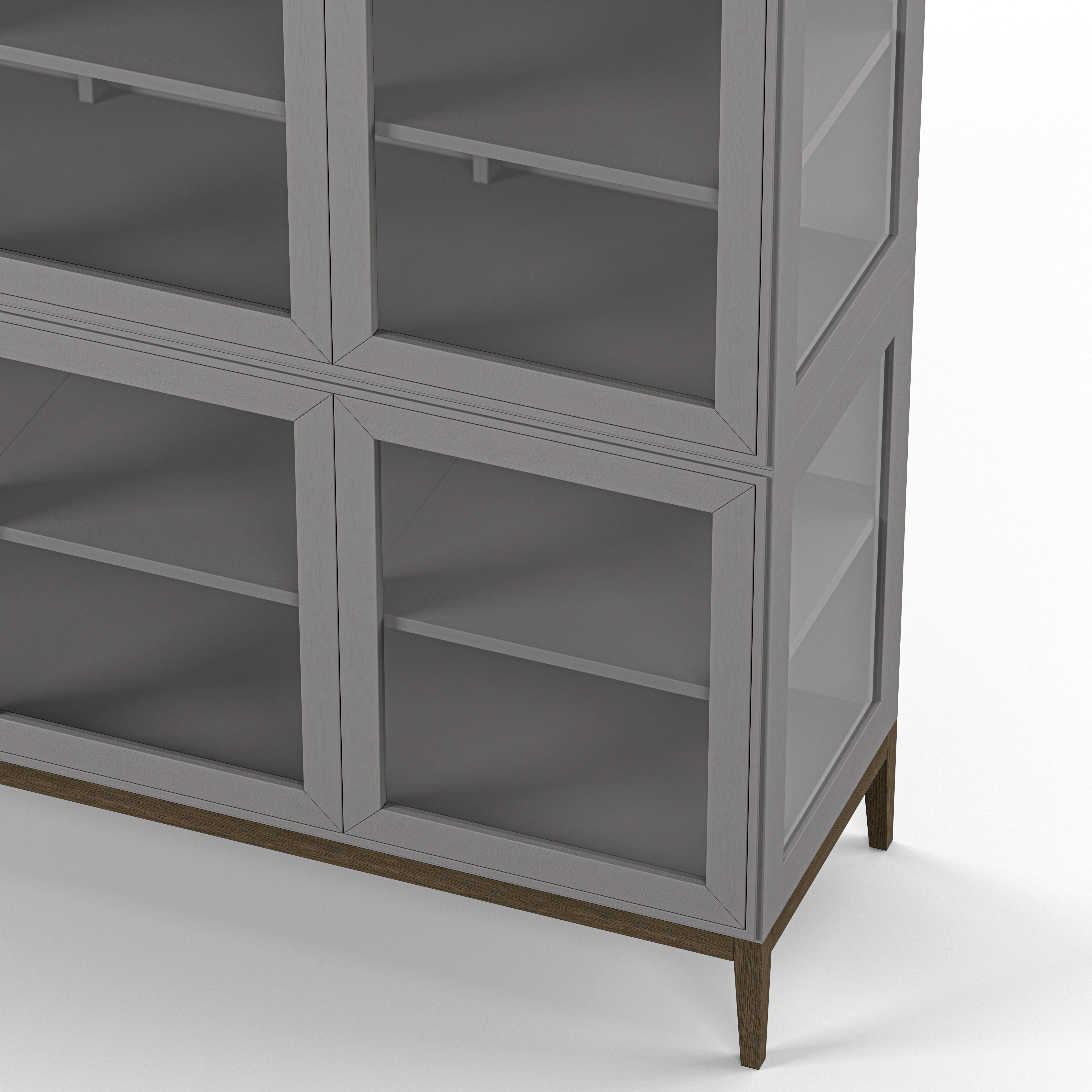 Englesson Skåp Edge 2.0 Vitrinskåp 4 Dörrar, 2-Sektion #Variant_Grey Brushed & Burned Walnut