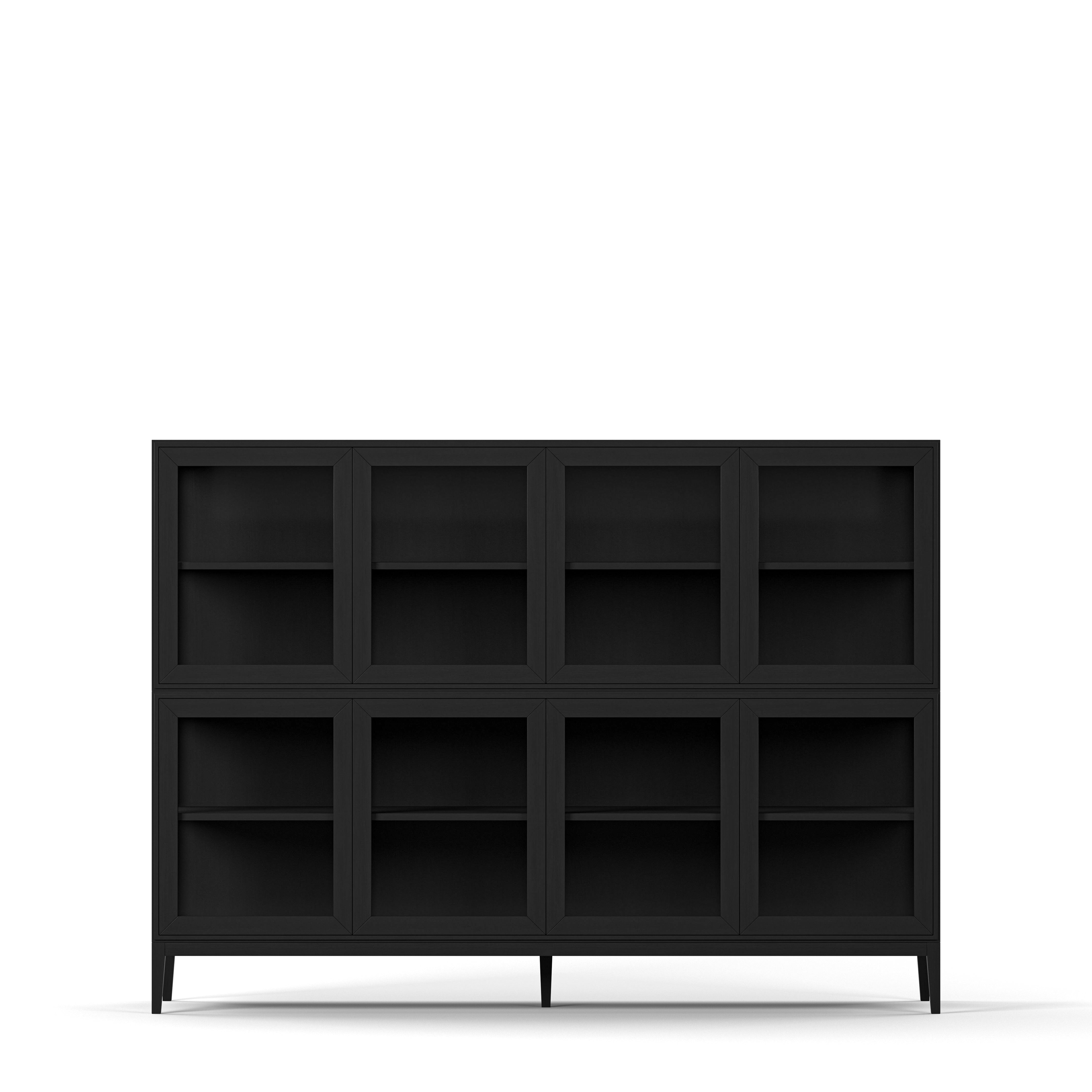 Englesson Skåp Black Brushed Edge 2.0 Vitrinskåp 4 Dörrar, 2-Sektion 7224ESB #Variant_Black Brushed