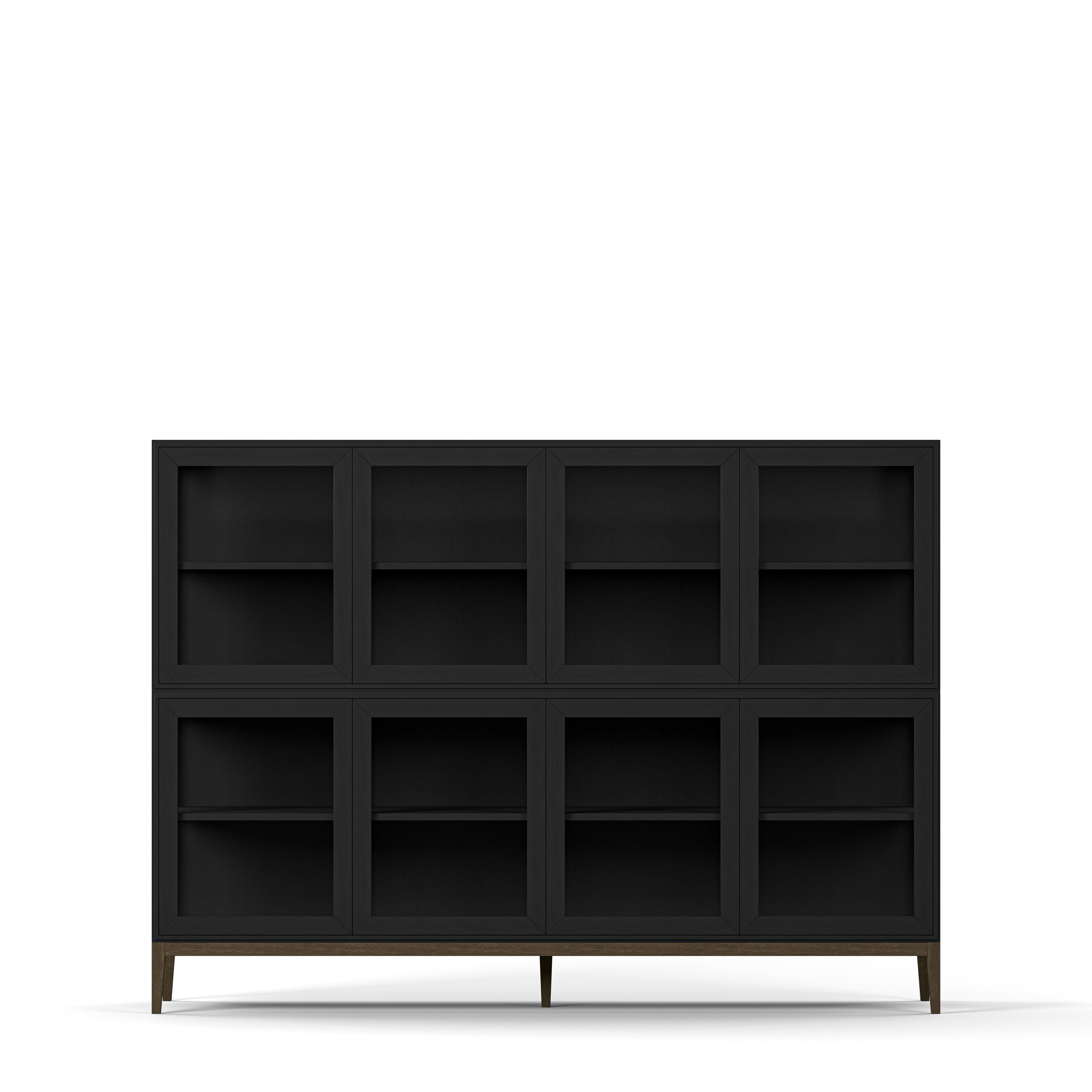 Englesson Skåp Black Brushed & Burned Walnut Edge 2.0 Vitrinskåp 4 Dörrar, 2-Sektion 7224ESB-BW #Variant_Black Brushed & Burned Walnut