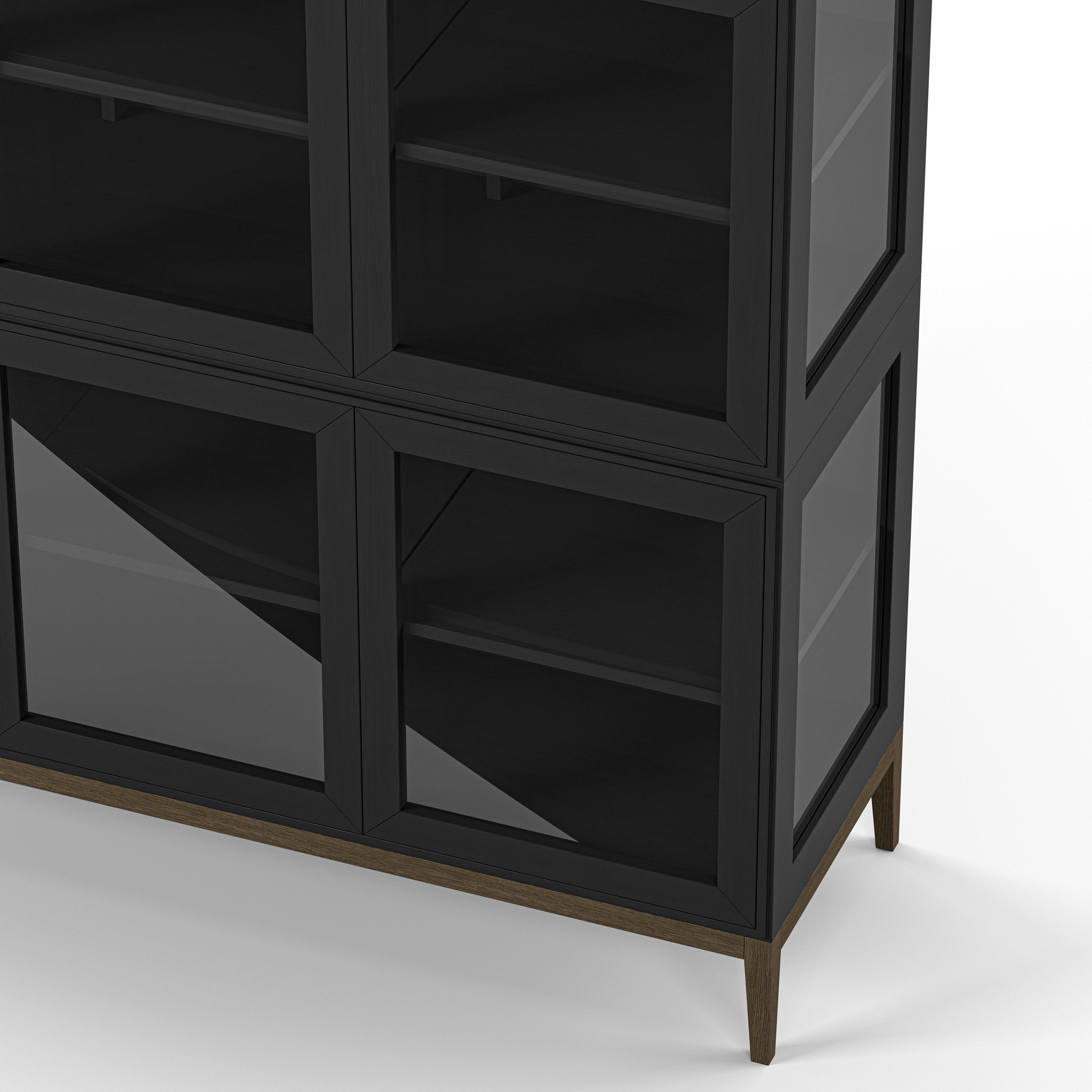 Englesson Skåp Edge 2.0 Vitrinskåp 4 Dörrar, 3-Sektion #Variant_Black Brushed & Burned Walnut