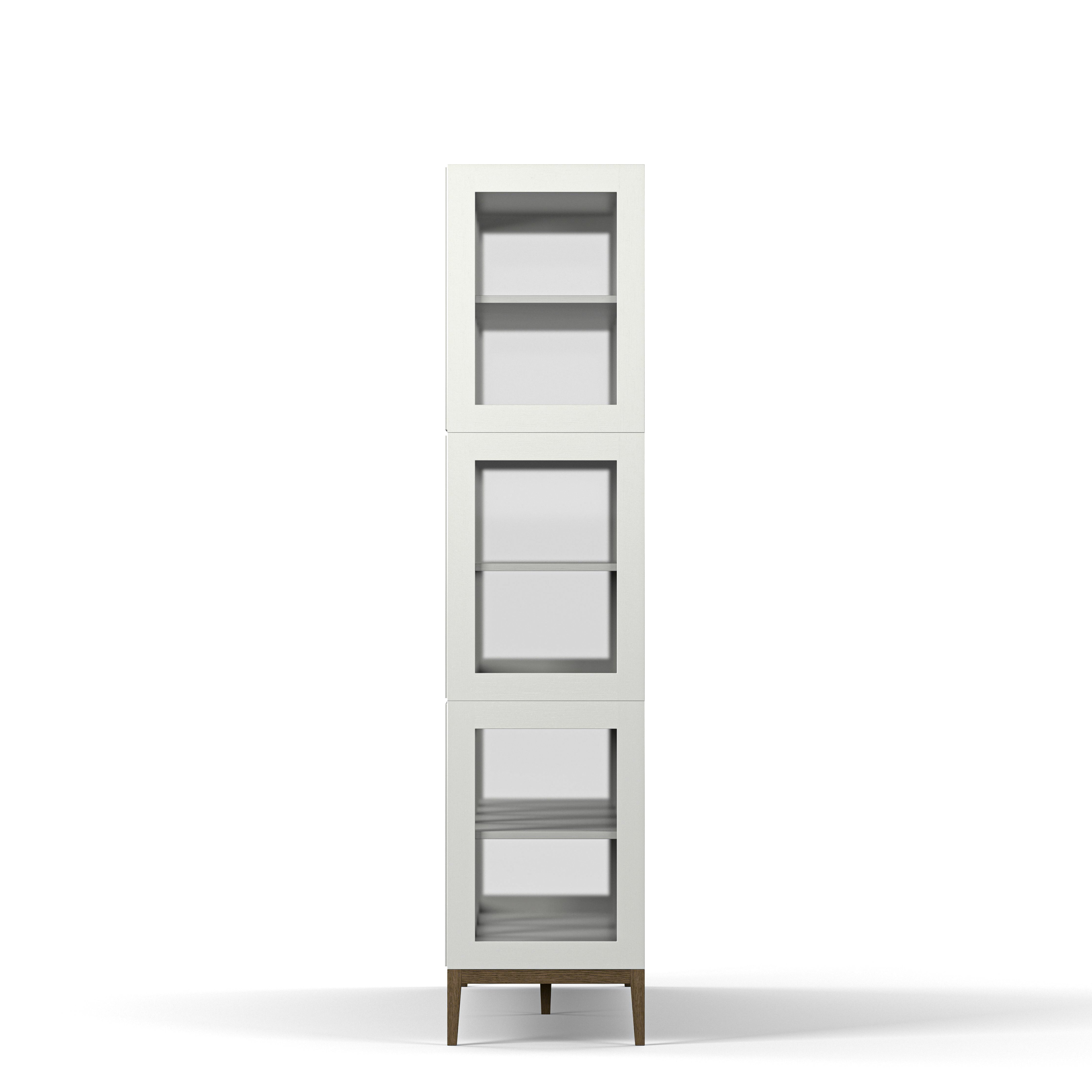 Englesson Skåp Edge 2.0 Vitrinskåp 4 Dörrar, 3-Sektion #Variant_White & Burned Walnut