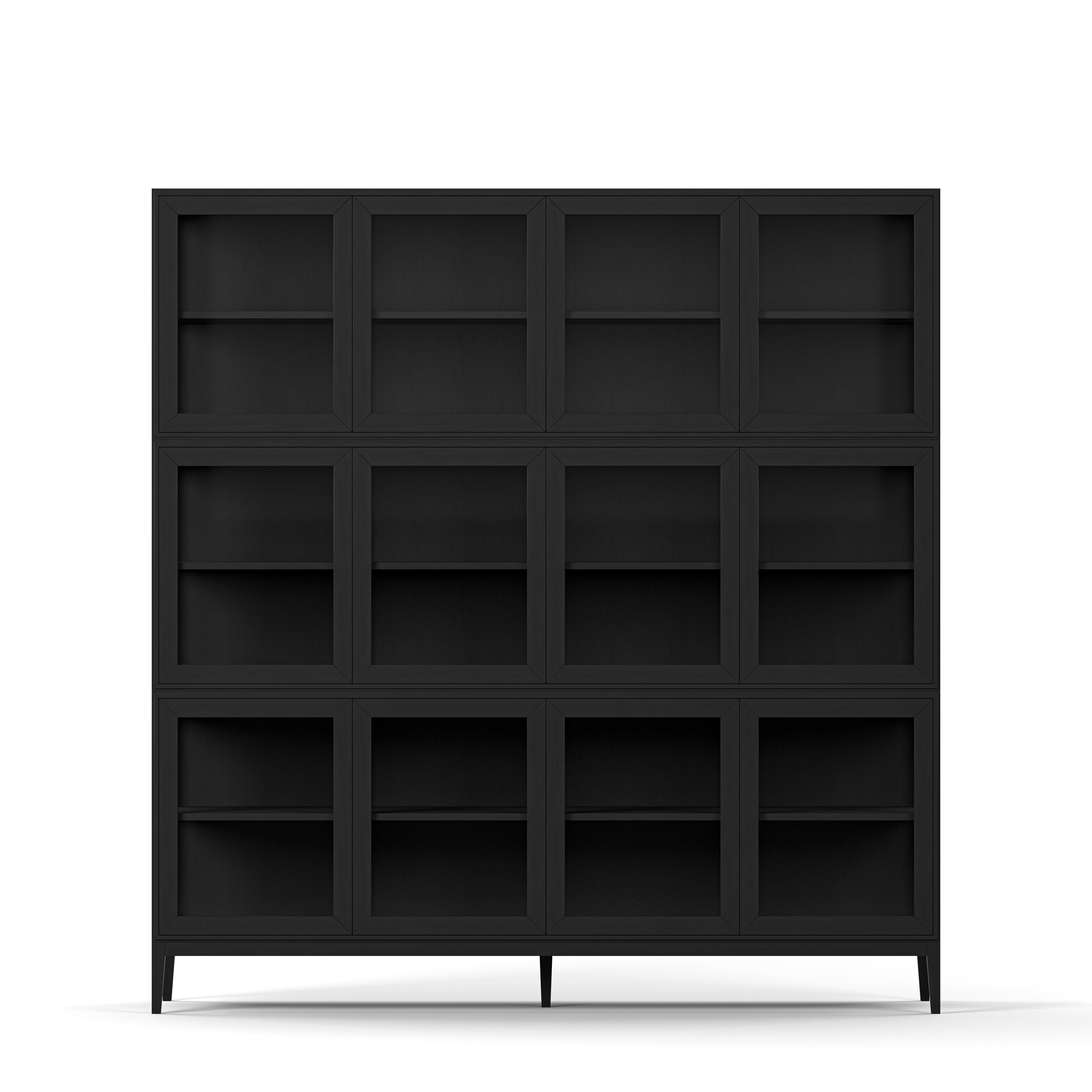 Englesson Skåp Black Brushed Edge 2.0 Vitrinskåp 4 Dörrar, 3-Sektion 7324ESB #Variant_Black Brushed