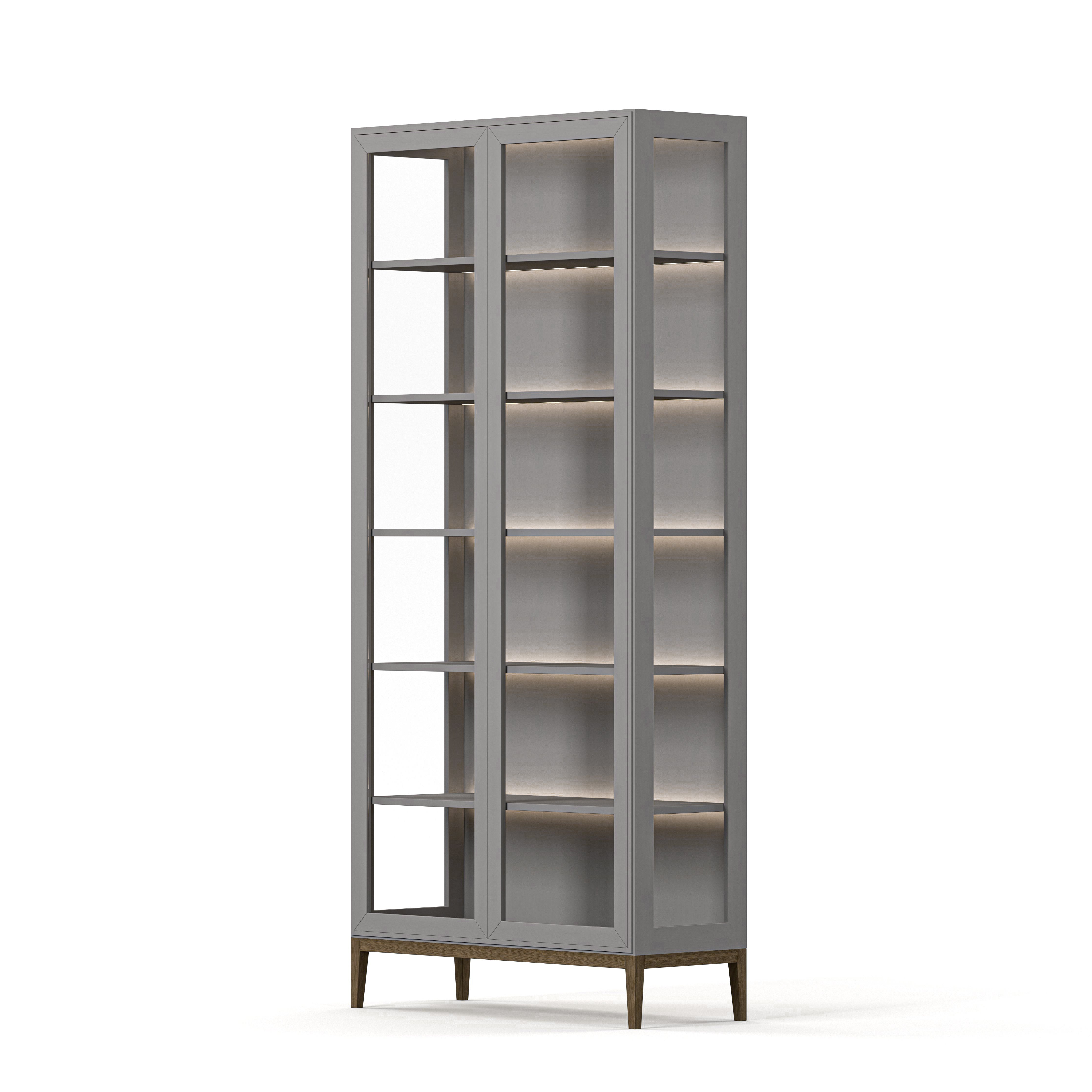Englesson Skåp Edge 2.0 Vitrinskåp Med Belysning #Variant_Grey Brushed & Burned Walnut
