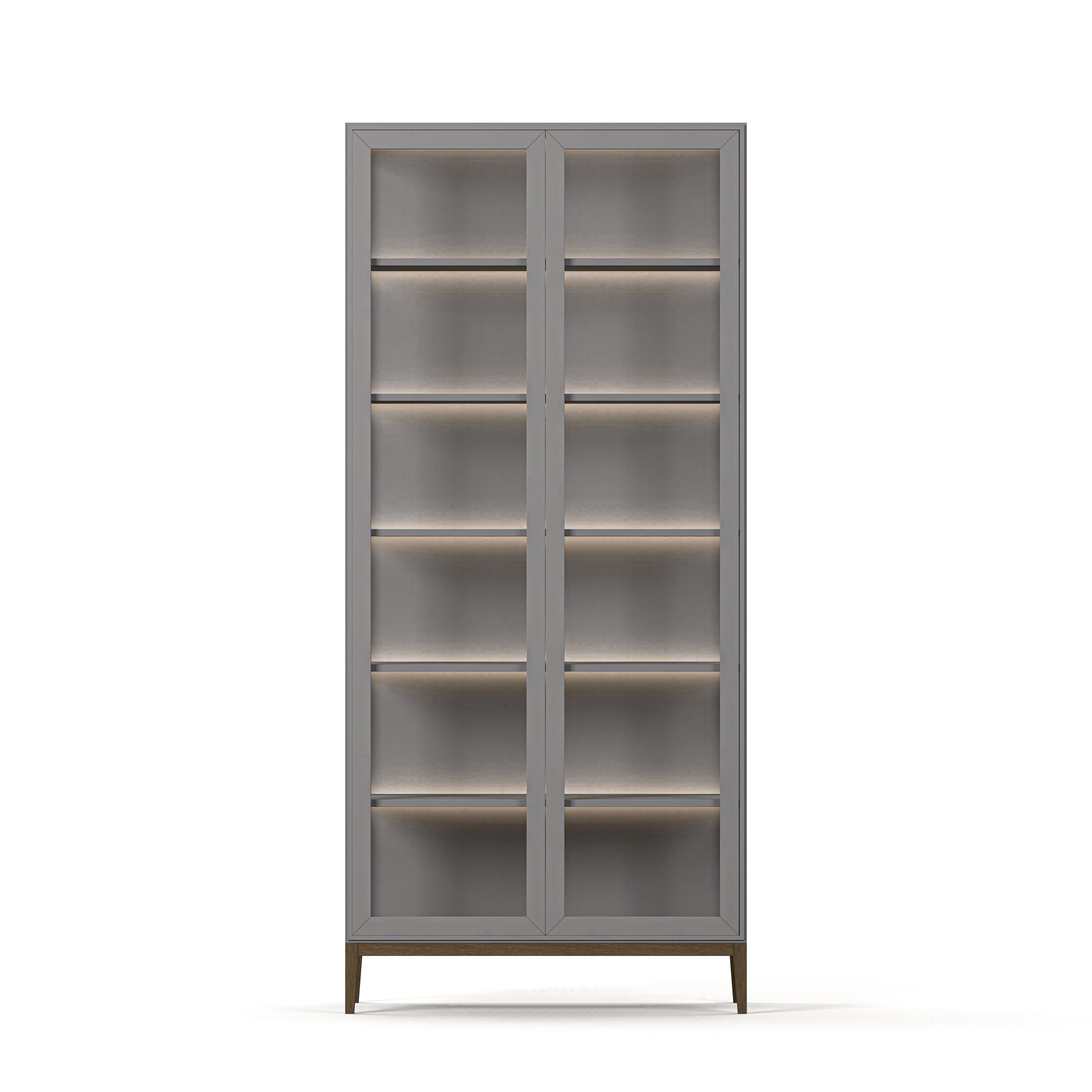 Englesson Skåp Grey Brushed & Burned Walnut Edge 2.0 Vitrinskåp Med Belysning 739EGB-BW #Variant_Grey Brushed & Burned Walnut