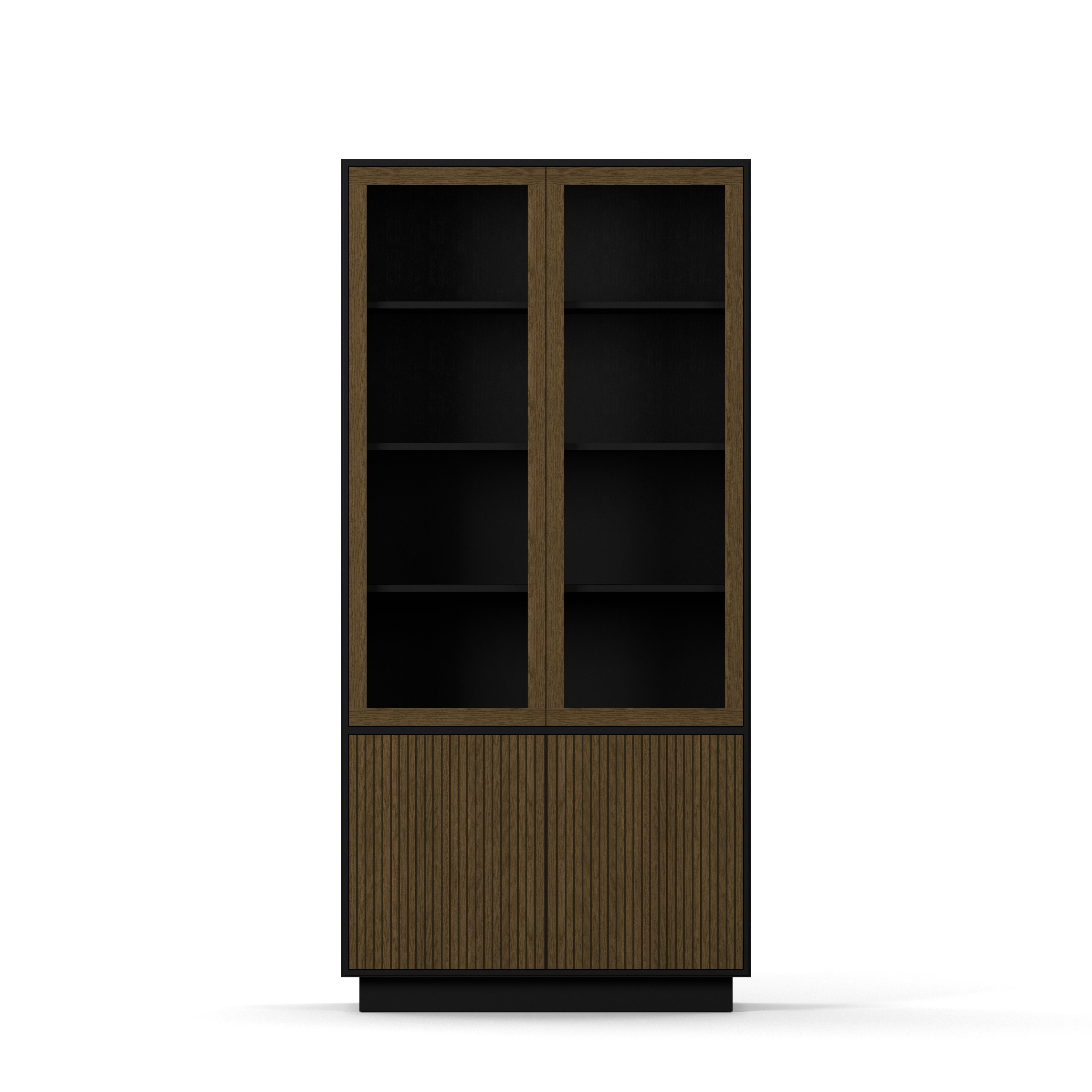 Line Burned Walnut Display Cabinet