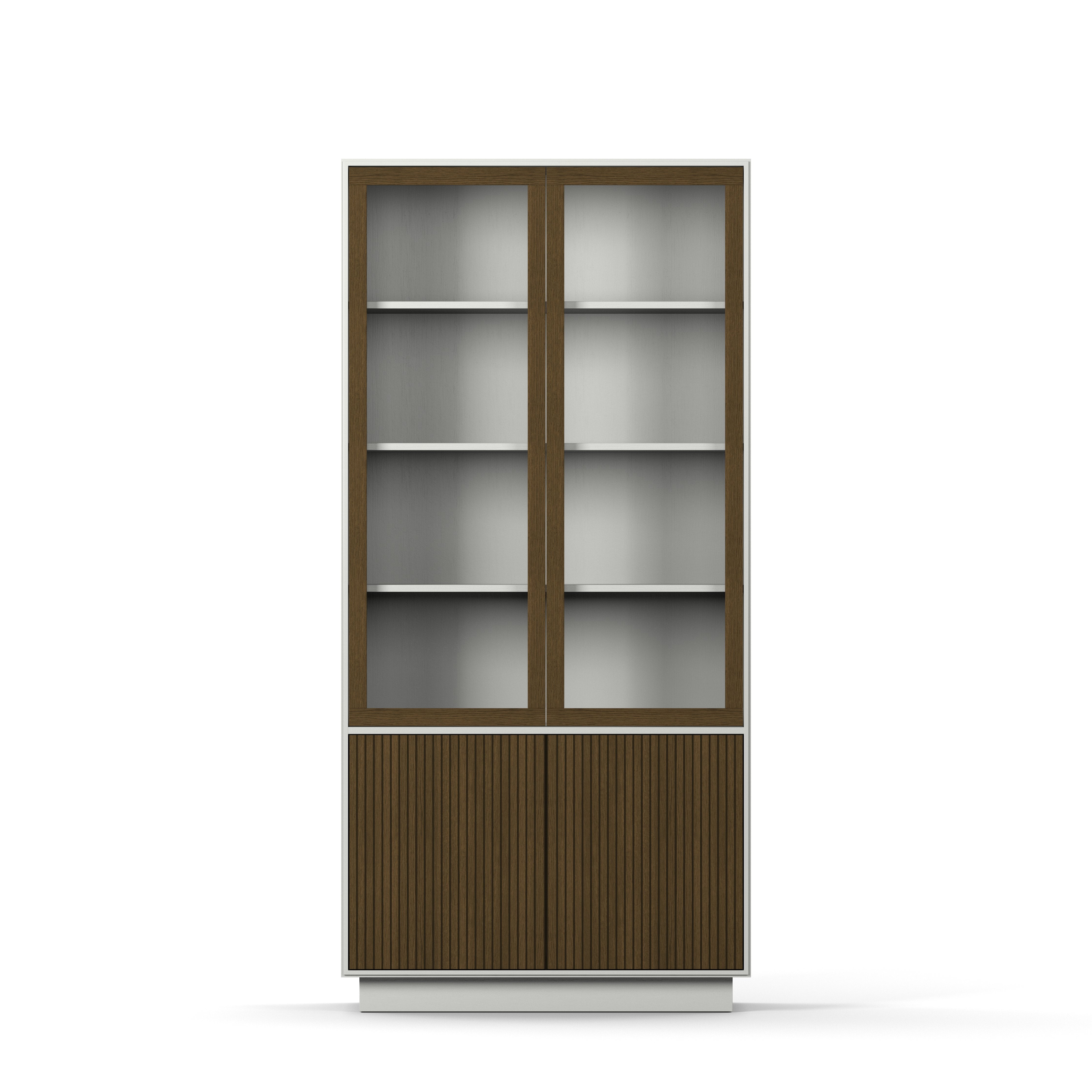 Englesson Skåp White & Burned Walnut Line Burned Walnut Vitrinskåp 6634BW-DB #Variant_White & Burned Walnut