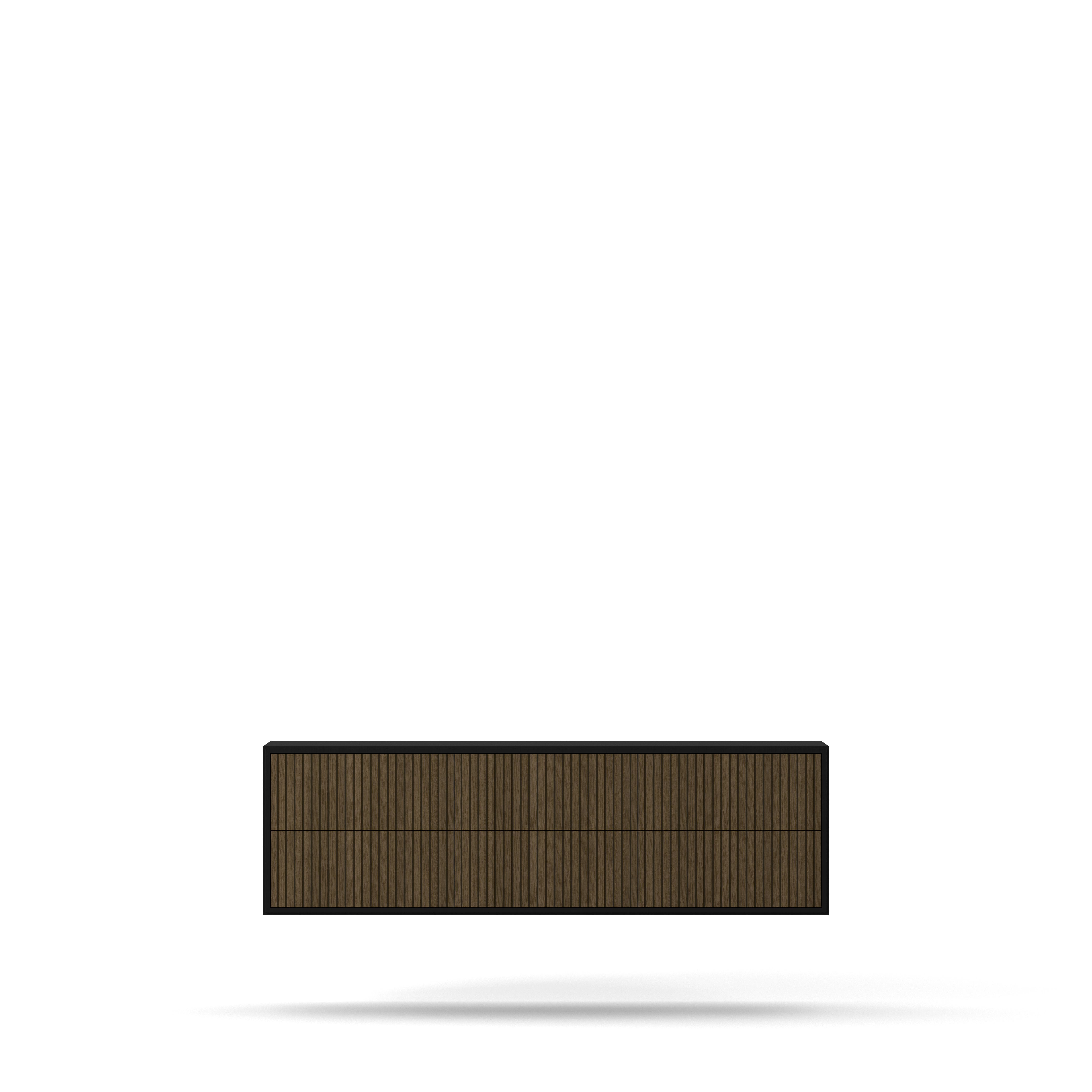 Line Burned Walnut Chest of 6 Drawers Wall Mounted